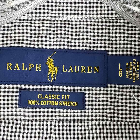 Polo Ralph Lauren Oxford Shirt Mens Size L Black Gingham Plaid LS Button Down - Picture 8 of 11